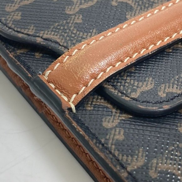 CELINE Card Case triomphe wallet with flap Folded wallet Leather Brown - Picture 3 of 14